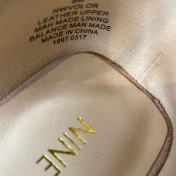 Nude beige leather block sandals. - Picture 6 of 11